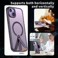 thumbnail image 4 of for iPhone 15 Case with Stand, Compatible with MagSafe, Magnetic Kickstand Case for iPhone 15, Military-Grade Protection Shockproof Case, Clear Acrylic + Soft TPU Material, Purple, 4 of 6