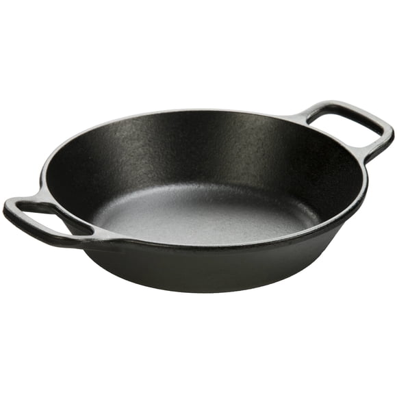 Lodge Seasoned Round Cast Iron Pan with 2 Loop Handles - 8 Inch Ergonomic Skillet with Dual-Assist Handles and Sloped Sides