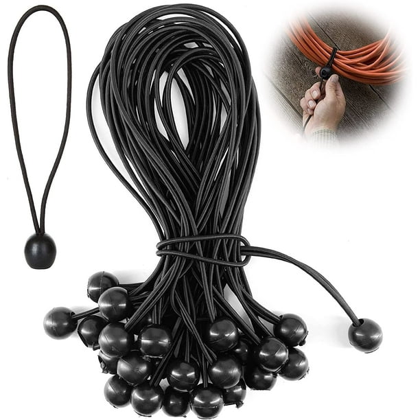 Ball Bungee Cords, 25 Pack 9 inch Black Bungee Ball Cords Heavy Duty