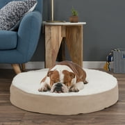 Petmaker Round Memory Foam Dog Bed, Tan, 30" x 5"