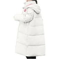 thumbnail image 6 of Fartey Womens Long Quilted Coat Winter Full Zip Thickened Warm Coats Loose Casual Hooded Padded Jacket Solid Color Long Sleeve Parka Jackets with Pockets, 6 of 9
