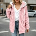 thumbnail image 2 of Womens Fall Jacket Fuzzy Sherpa Fleece Zipper Drawstring Warm Hoodie With Pocket Oversize Casual Winter Coat, 2 of 6