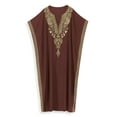 thumbnail image 5 of Womens Elegant Black Kaftan Dress Gold Embroidery V Neck Loose Maxi Gown Beach Resort Evening Party Wear, 5 of 8