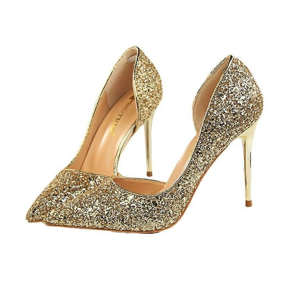Shoes For Women High Heels Elegant Look Shape Golden Comfortable Dress Shoes 1Pair