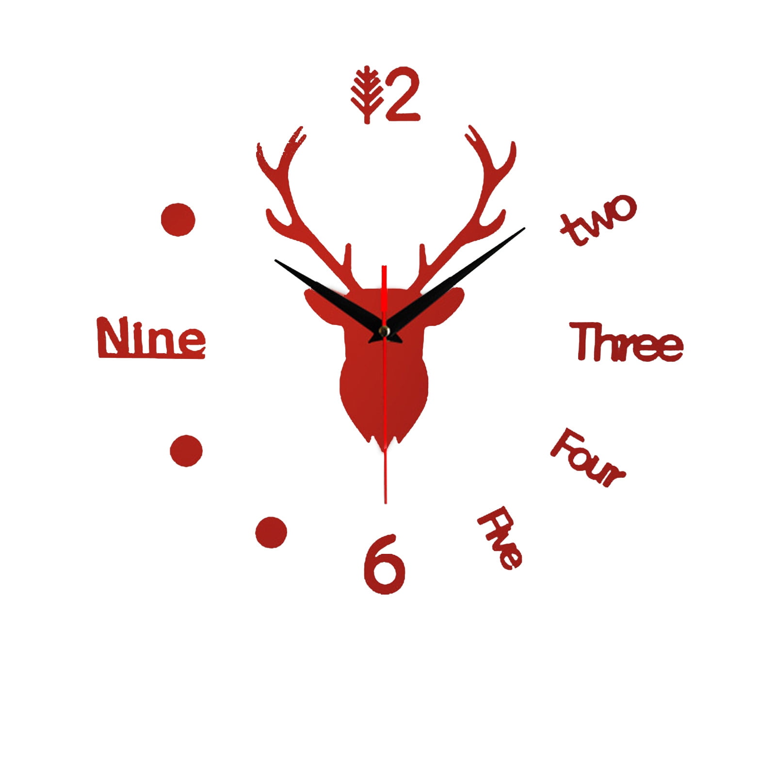 Autocollants Muraux Tête de Cerf Grande Horloge Murale