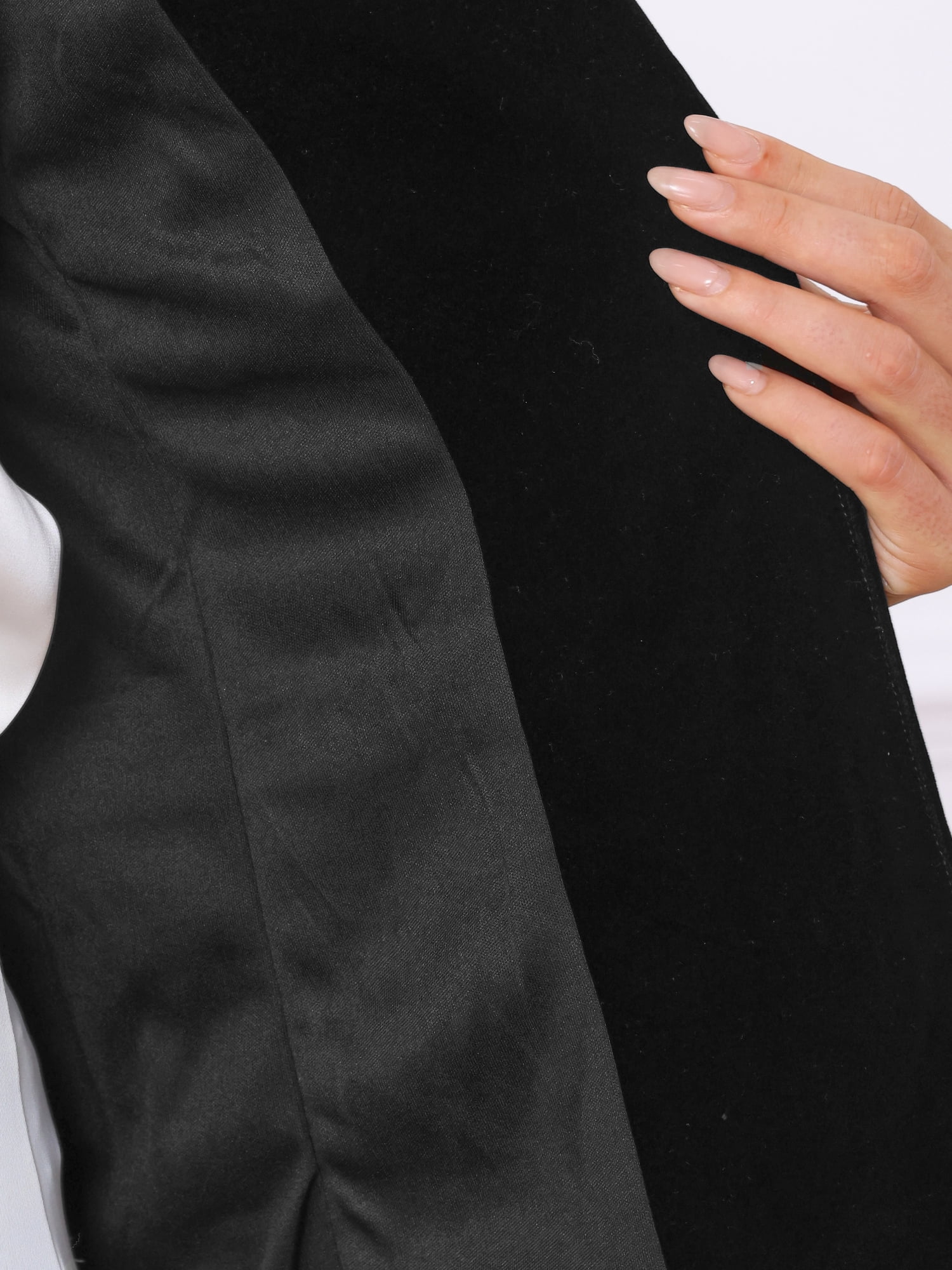 DARING DIVA Women's Long Sleeve Velvet Blazer with Notch Lapel XS Black