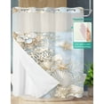 thumbnail image 2 of No Hook Shower Curtains with Snap in Liner, Coastal Waterproof Fabric Shower Curtain, Beach Summer Nautical Starfish Coral Double Layers & See-Through Top Window Bathroom Curtains 66''x72'', 2 of 6