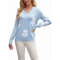 thumbnail image 2 of Vividaire Women's Fall Sweaters Casual Floral Knit Long Sleeve Pullover Tops, 2 of 6