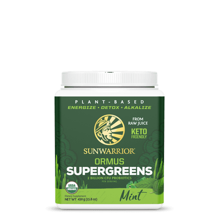 Sunwarrior - Ormus Supergreens, Organic Greens Superfood Powder with Trace Minerals, Gluten Free, Non-GMO, Mint, Perfect for Any Lifestyle (450 Gram)