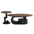 thumbnail image 5 of GZXS Modern Nesting Tables Set of 2, Oval Coffee Table with Storage Drawer, and Round End Table, for Living Room,Apartment,Home Office (Brown+Black), 5 of 8
