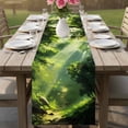 thumbnail image 4 of Green Forest Table Runner 70 Inches, Nature Spring Scenic Woodland Bed Runner Dresser Scarves Tabletop for Indoor Outdoor Parties/Ceremony/Banquet, 13" x 70", 4 of 8