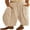 Apricot, variant on Women Linen Wide Leg Pants Loos Casual Drawstring Harem Pants with Pockets for S-3XL