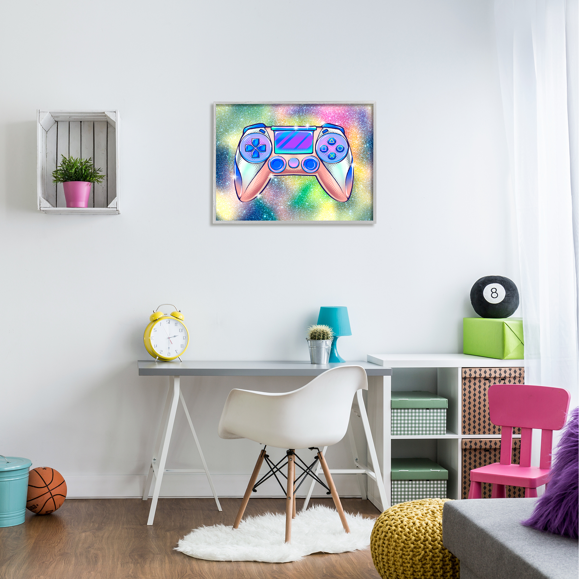 Stupell Industries Bold Sparkle Video Gaming Controller Illustration , 30 x 24, Design by Ziwei Li