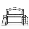 thumbnail image 3 of Bellemave Full Loft Bed with Storage Stairs & Slide, Heavy-Duty Metal Frame with Built-in Wardrobe, Storage Shelves, LED Lights, USB Charging Ports for Teens, Black, 3 of 11