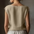 thumbnail image 5 of ClodeEU Women's Boat Neck Sleeveless Linen Tank Top, Casual Loose Fit Summer Blouse Khaki,Women's Plus M, 5 of 7