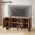 thumbnail image 4 of Bestier Mid-Century Modern TV Stand for 65 inch TVs,TV Console Table with Glass Doors,TV Stand with Storage for Living Room,Walnut, 4 of 8