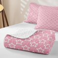thumbnail image 4 of Manfei Lovely Stars Quilt King,Kawaii Cartoon Theme King Coverlet Set,Pink White,Pink Reversible,3-Piece,1 Bedspread and 2 Pillowcases, 4 of 7