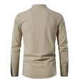 thumbnail image 3 of SSKDBFJG Men's Retro Style Drawstring Tie Long Sleeve Shirt, Casual Men's Tops Standing Collar Shirt (Khaki)XL, 3 of 6
