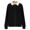 thumbnail image 5 of Coorders Womens Heavyweight Jacket with Pocket, Winter Women Sherpa Zip Fleece Lined Jackets ,Women's Plus Black,Size XL, 5 of 8