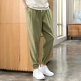 thumbnail image 4 of 2023 Summer Men's Trousers Cotton Linen Fashion Casual Pants Solid Color Breathable Loose Shorts Straight Pants Streetwear M-5XL, 4 of 6