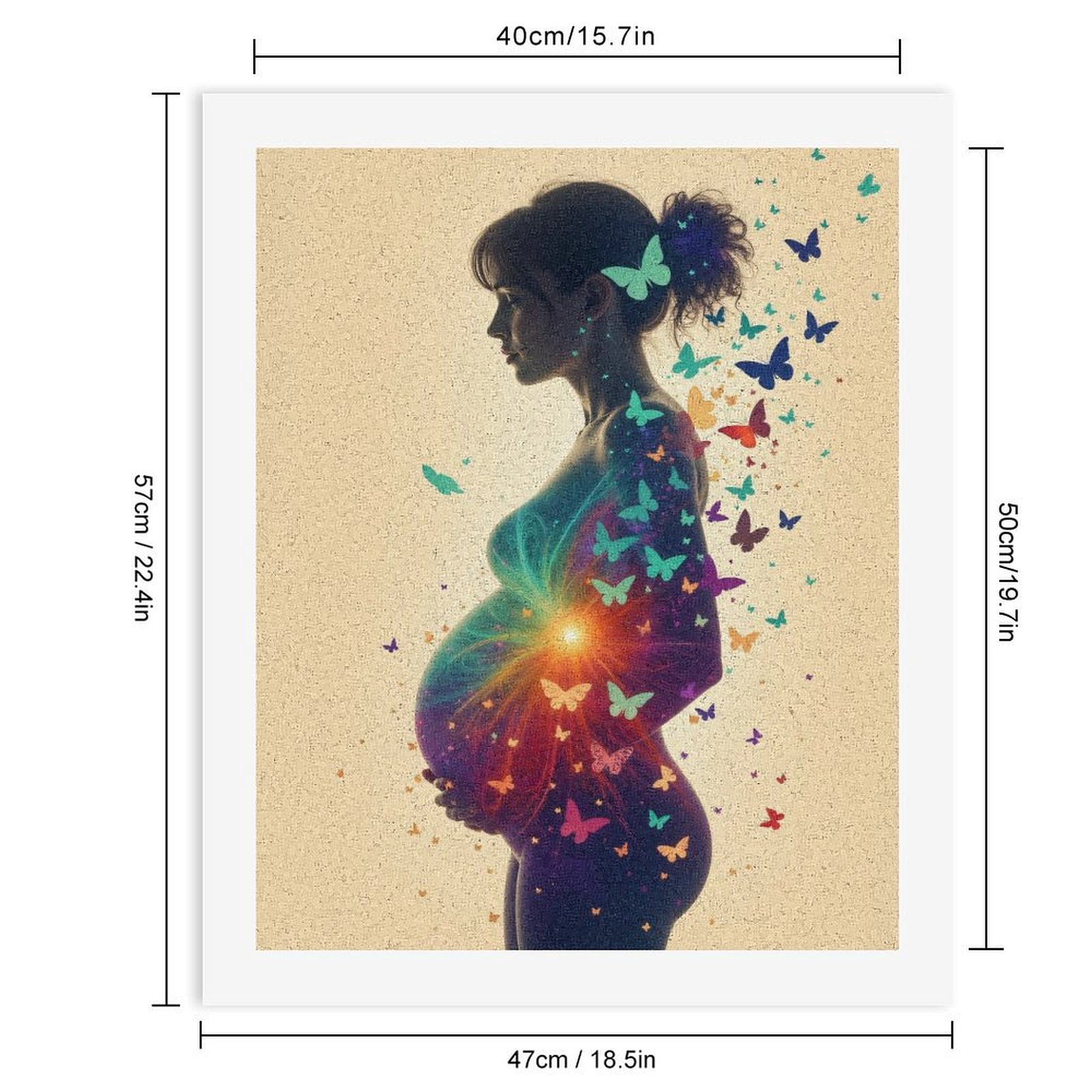 Paint By Numbers Kit for Adults Beginner - DIY Pregnant Woman Butterflies Light Art Canvas Painting Kits for Adults, Frameless Paint By Number for Adults for Home Wall Decor 16x20 Inch