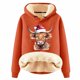 thumbnail image 1 of WILLBEST Sudadera para Mujer, Estilo Vaquero Navideño, con Capucha y Estampado Grueso XXX-Grande, 1 of 4