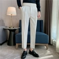 thumbnail image 2 of OSOLU Solid Color Mens Fashion Slim Fit Dress Pants Classic Casual Business Dress Pants Formal Pants For Men Trousers Everyday Comfort Versatile Bottoms, 2 of 9