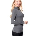 thumbnail image 3 of SNJ New Women's Long Sleeve Mock Neck Rayon Jersey Spandex Top Basic Shirt, 3 of 3