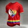 thumbnail image 3 of Men's Love Is Love Rainbow Heart Pride Graphic T-Shirt Short Sleeve Casual Shirt Crew Neck Tees, 3 of 5