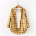 thumbnail image 2 of Fridja Femmes à Manches Longues Tops Revers Simple Poitrine Chemise Cardigan Mode Bouton Maille Blouse, 2 of 3