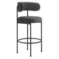 thumbnail image 3 of Bar Stool Chair Barstool, Set of 2, Dark Grey Gray, Fabric, Metal, Pub Cafe Bistro Dining Kitchen Hospitality Restaurant, Modern Contemporary HB35919, 3 of 11