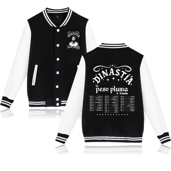 Peso Pluma Dinastía & Friends 2026 Tour Print Baseball Jacket – Unisex Long Sleeve Coat, Casual Streetwear Top for Concert Fans Support Outfit