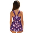 thumbnail image 2 of Xixirimido Cherry Blossom Purple Print Girls One-piece Swimsuits Sleeveless Swimwear with Skirt & Built-in Shorts Hawaiian Beach Vacation Modest Bathing Suit, 12-13 Years, 2 of 7