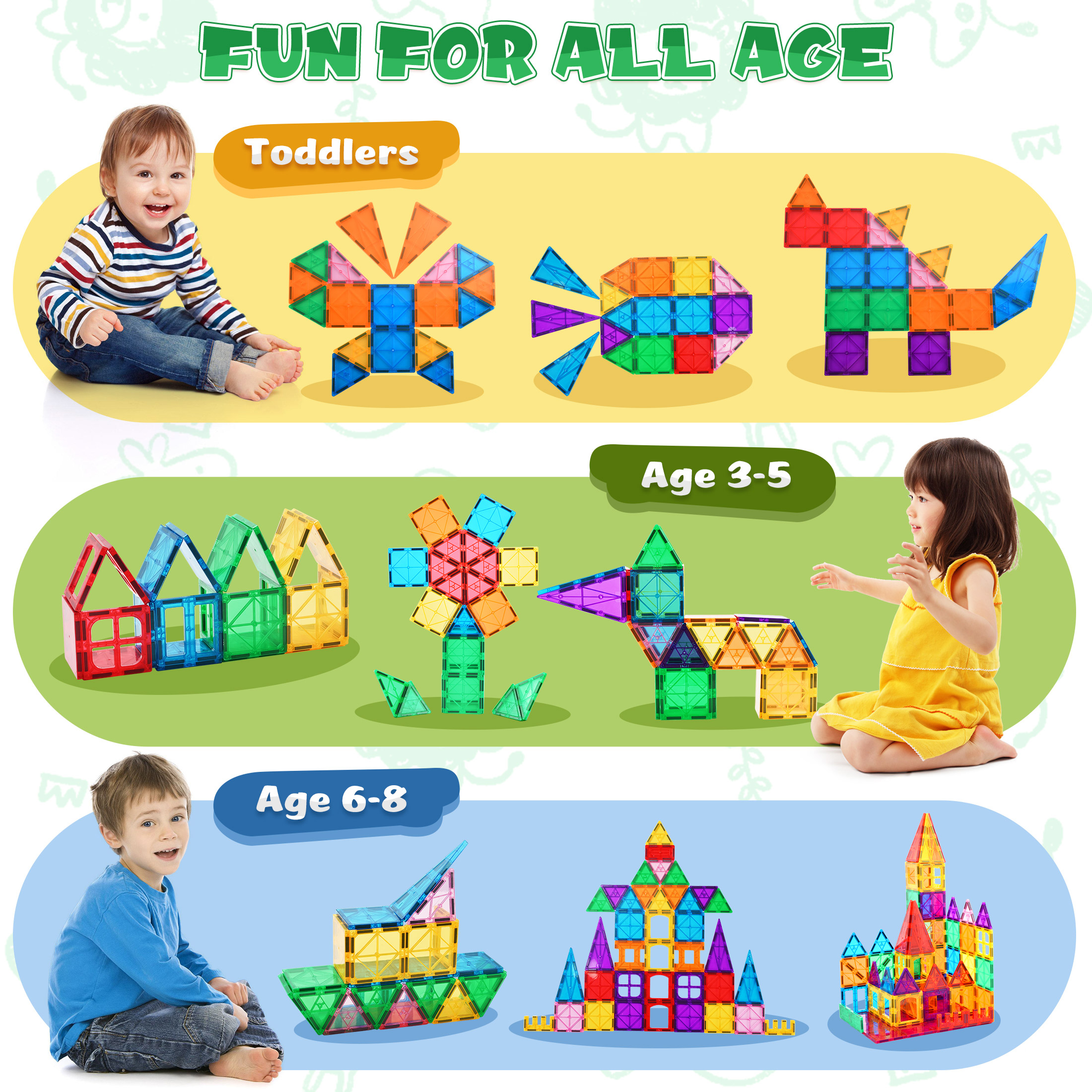 Qiaho Magnetic Tiles 62-Piece Building Block Set photo 5