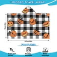 thumbnail image 2 of Checkered Halloween Pumpkin Pattern Hooded Bath Towel，50"x30" for Ages 3 To 12 Kids, Quick Dry Lightweight Soft Microfiber Hood Beach Towel Cover Up for Kids, 2 of 7