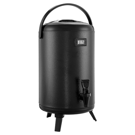 KFFKFF 3.2 Gal/12L Insulated Beverage Dispenser, Stainless Steel Thermal Drink Server with Spigot & Temperature Display, Ideal for Hot and Cold Beverages like Tea, Coffee, and Water in Cafes