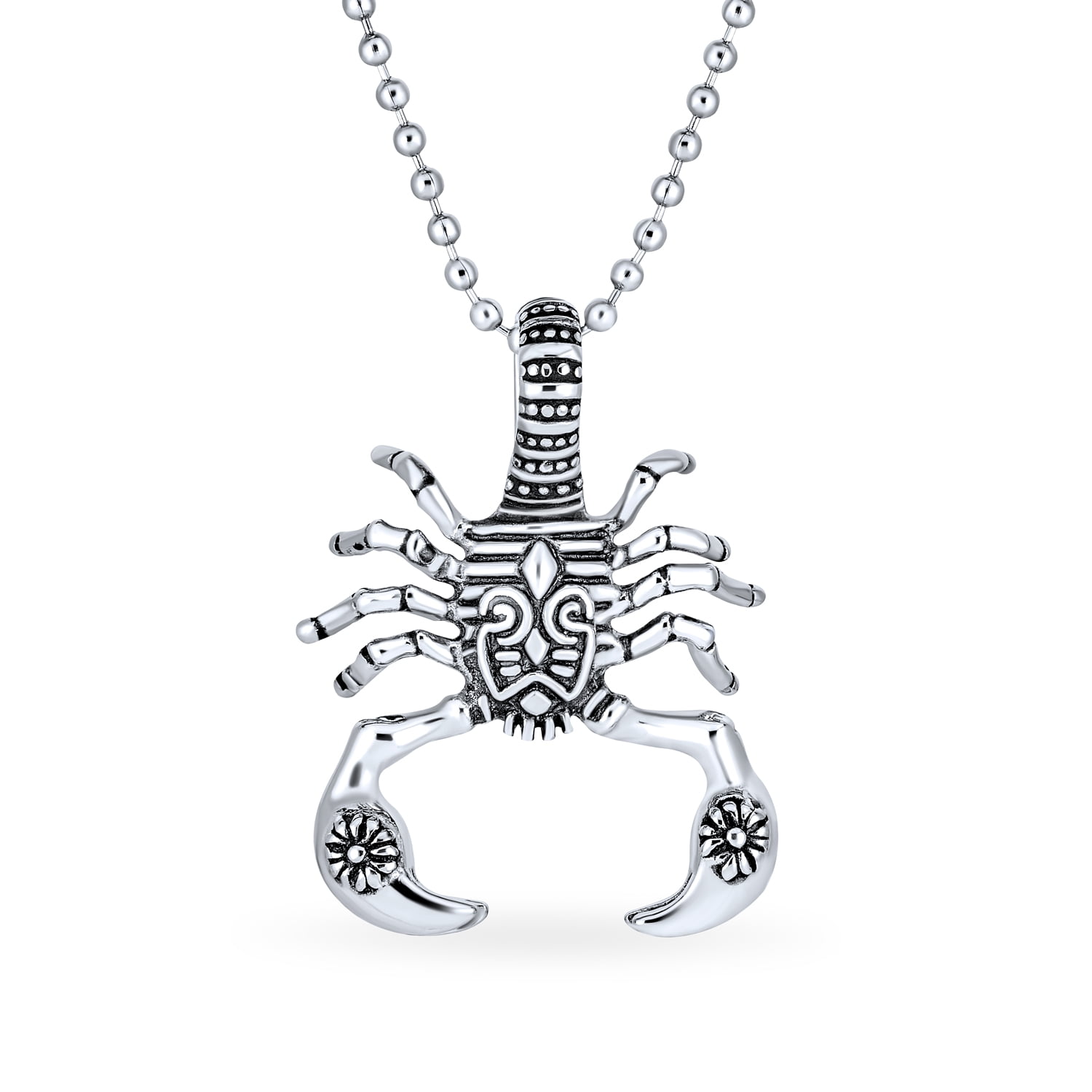 LOPEZ KENT Jewelry Mens Stainless Steel Gothic Silver Super Scorpion Silver Necklace Pendant 