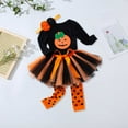 thumbnail image 4 of EnJoCho Baby Girls Hallow-een Long Sleeve Pumpkin Print Top and Skirt Set with Polka-Dot Tights & Headband for 0-24 Months - Toddler Outfit, 4 of 7