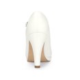 thumbnail image 2 of BLISSFUL STEP Women's Platform Chunky Heel Sandals Pumps White 8.5, 2 of 6