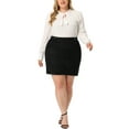thumbnail image 2 of Agnes Orinda Women's Plus Size Faux Suede Side Buttons Bodycon Fashion Mini Skirt 2X Black, 2 of 6
