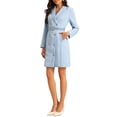 thumbnail image 2 of INSPIRE CHIC Women's Tweed Dress Double Breasted Long Sleeve Blazer Dress with Belt M Sky Blue, 2 of 5