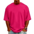 thumbnail image 2 of Mens Cotton Shirts Half Sleeve Crew Neck Drop Shoulder T Shirts Loose Fit Casual Vacation Pullover Tees, L, 2 of 4