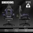 thumbnail image 3 of Bigzzia Gaming Chair PU Leather Adjustable Headrest & Lumbar Support, Purple, 3 of 9