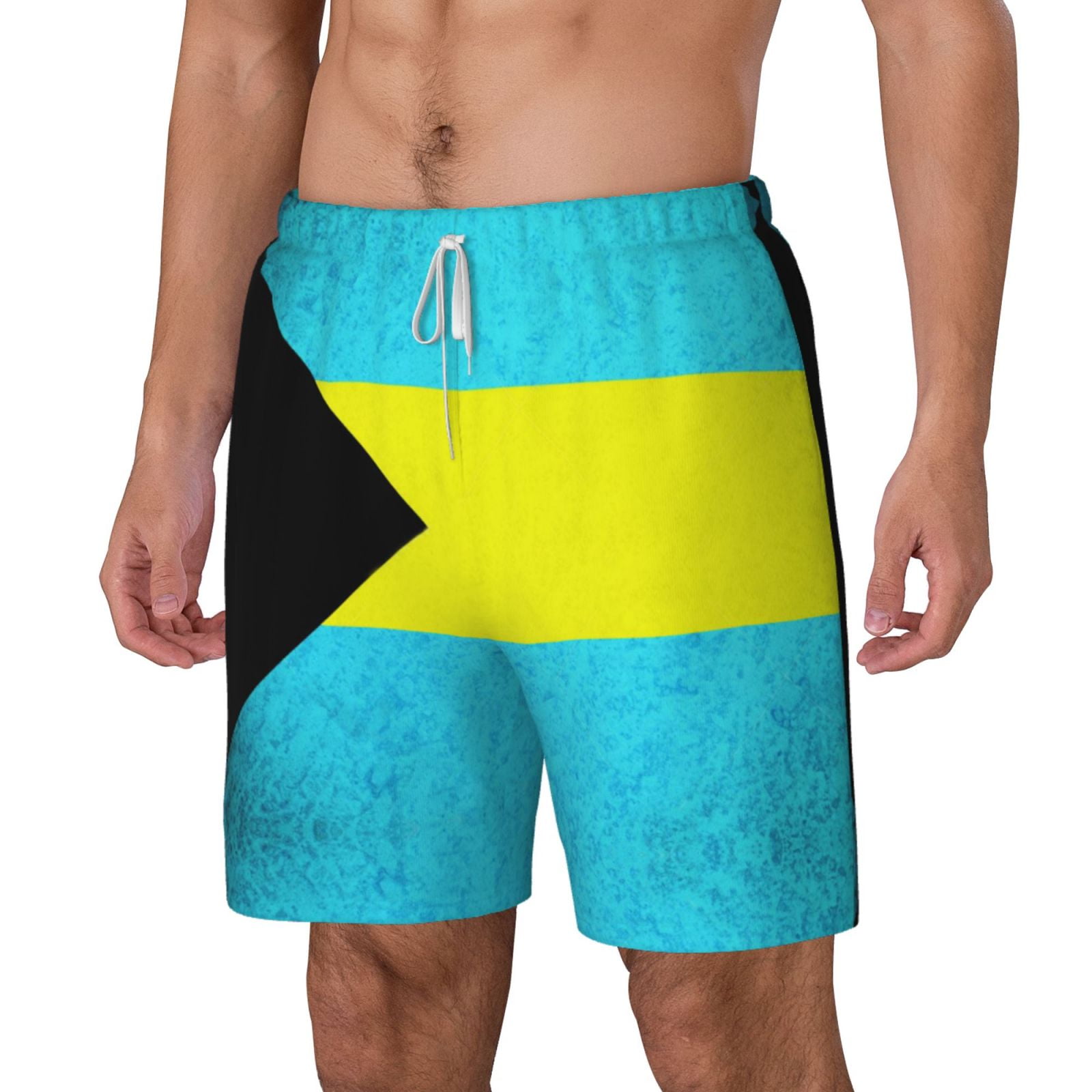 Men's Bahamas Flag Swim Trunks with Compression Liner Bathing Suit Swimwear