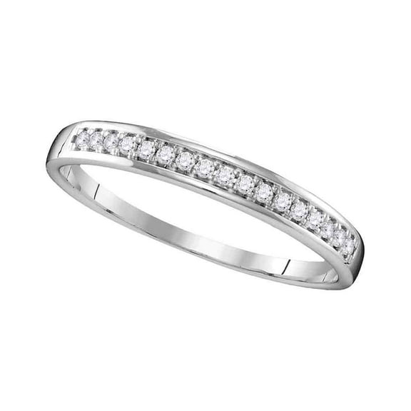 10kt White Gold Womens Round Diamond Band Wedding Anniversary Ring 1/10 Cttw