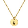 thumbnail image 1 of Flmtop Femmes Lettre Ronde Pendentif Titane Acier Chaîne Clavicule Collier Bijoux Cadeau, 1 of 10