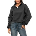 thumbnail image 2 of Sudadera con Media Cremallera Mujer Color Puro Fibra De Poliéster Transpirable Sudadera Sin Capucha Sudaderas Informales para Mujer para Oficina Gris Oscuro L, 2 of 6