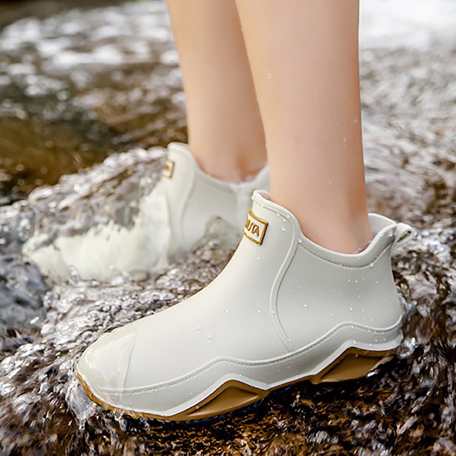 YLYL Womens Mens Rain Boots Waterproof Rubber Chelsea Shoes Outdoor Walking Water Shoes Ankle Boots
