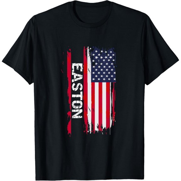 t-shirt Easton USA Flag mens，black，women，funny，journey，Crew Neck, Short Sleeve,printing