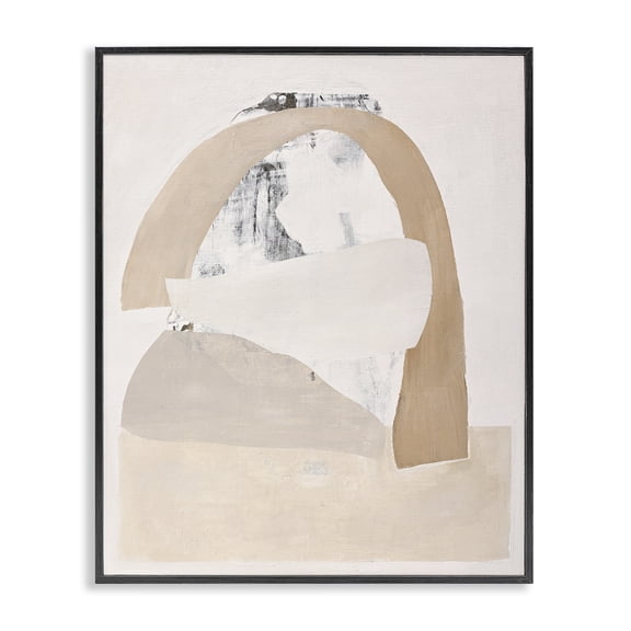 Stupell Industries Contemporary Simple Beige Abstract Black Framed Giclee Art, 16 x 20, by Design Fabrikken